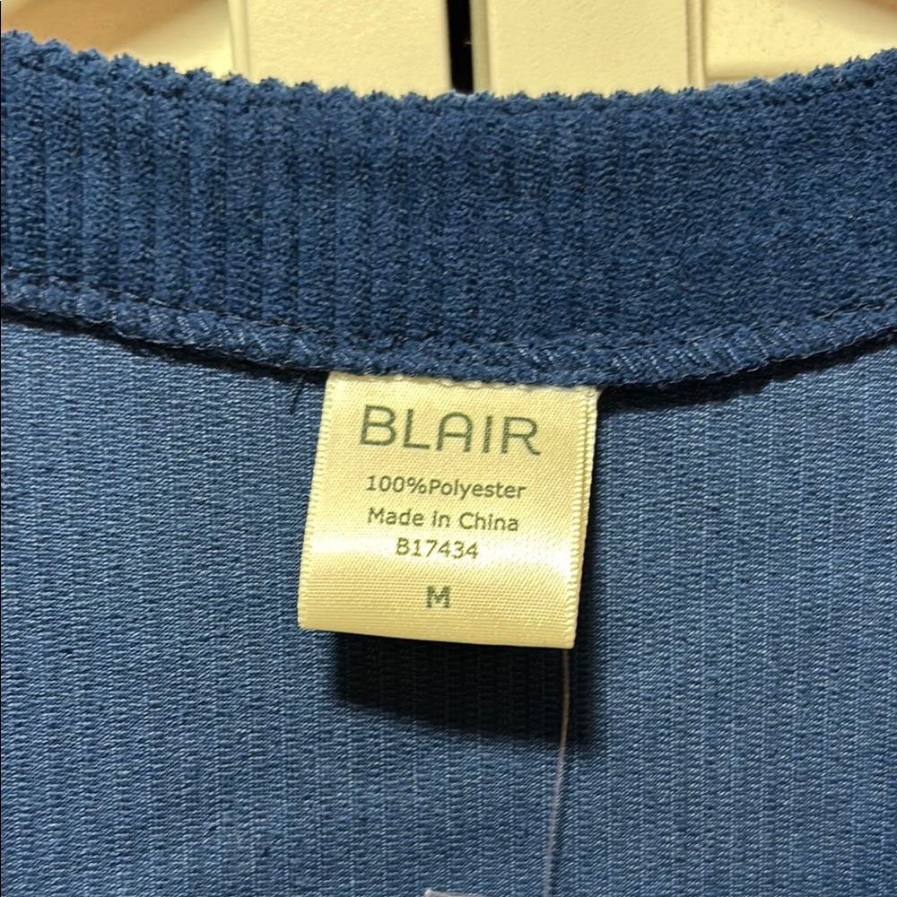 Blair Sleeveless Blue Corduroy Button-Down Dress - Picture 2 of 4